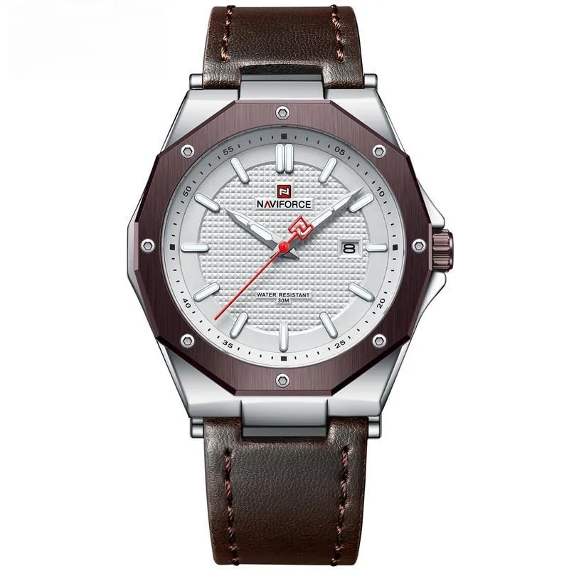 New Quartz Watch for Men Leather Strap Luxury Waterproof Sports Wristwatch