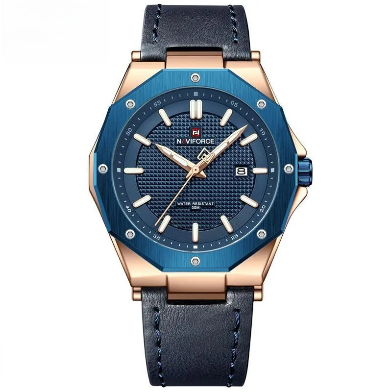 New Quartz Watch for Men Leather Strap Luxury Waterproof Sports Wristwatch