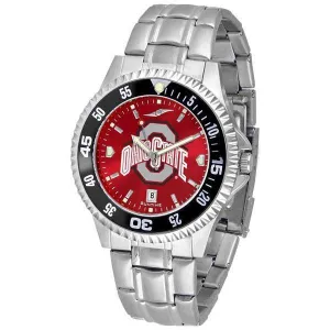 Ohio State Buckeyes Mens Competitor AnoChrome Steel Band Watch w/ Colored Bezel
