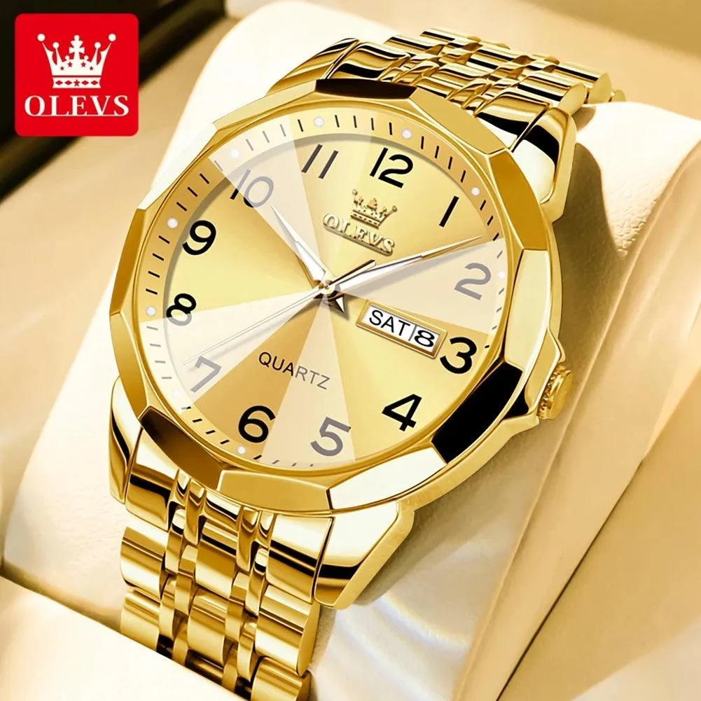 OLEVS Dance of Time: Stainless Steel Elegance with Eternal Calendars Couple's Watches Box Set