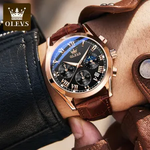 Olevs Top Brand Mens Quartz Watch Noctilucent Business Waterproof