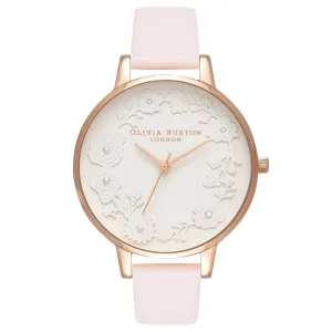 Olivia Burton Rose Gold Artisan Blossom Watch With A Pink Strap