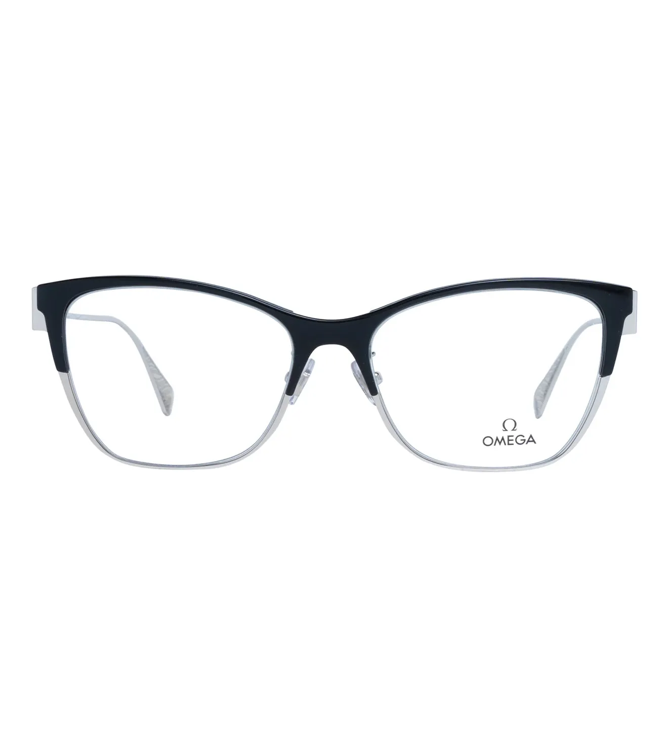 Omega Women's Shiny Black Square Optical Frame
