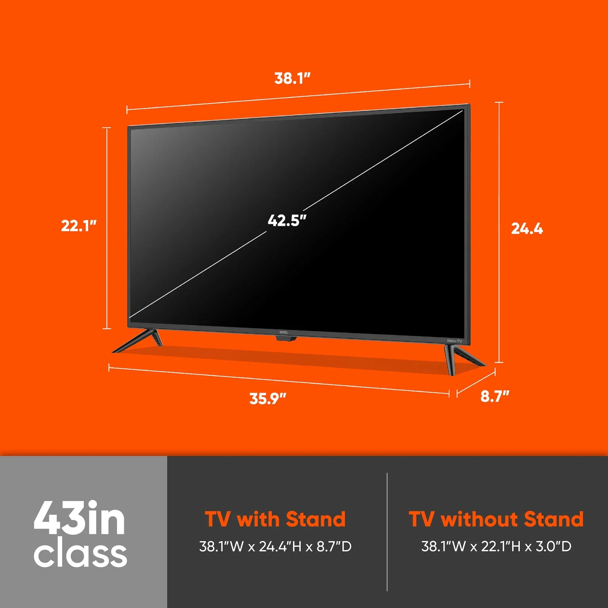 onn. 43 Class FHD (1080P) LED Roku Smart TV (100133209)