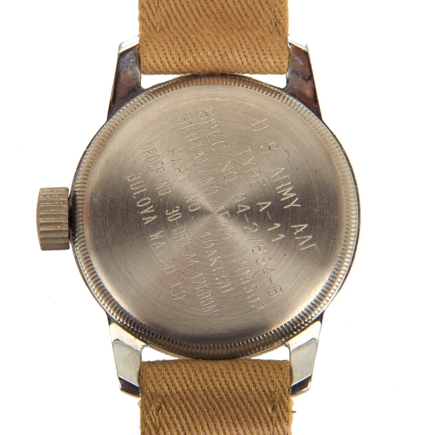 Original U.S. WWII 1944 Type A-11 USAAF Wrist Watch by Bulova with Rare Silver Case - Fully Functional