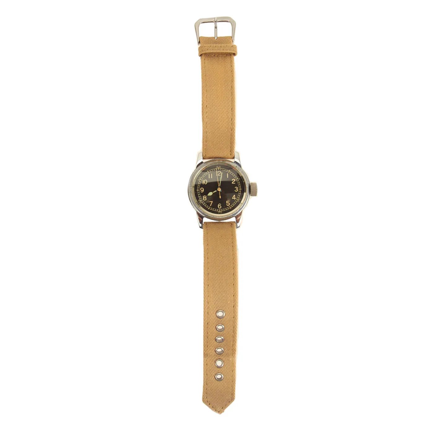 Original U.S. WWII 1944 Type A-11 USAAF Wrist Watch by Bulova with Rare Silver Case - Fully Functional