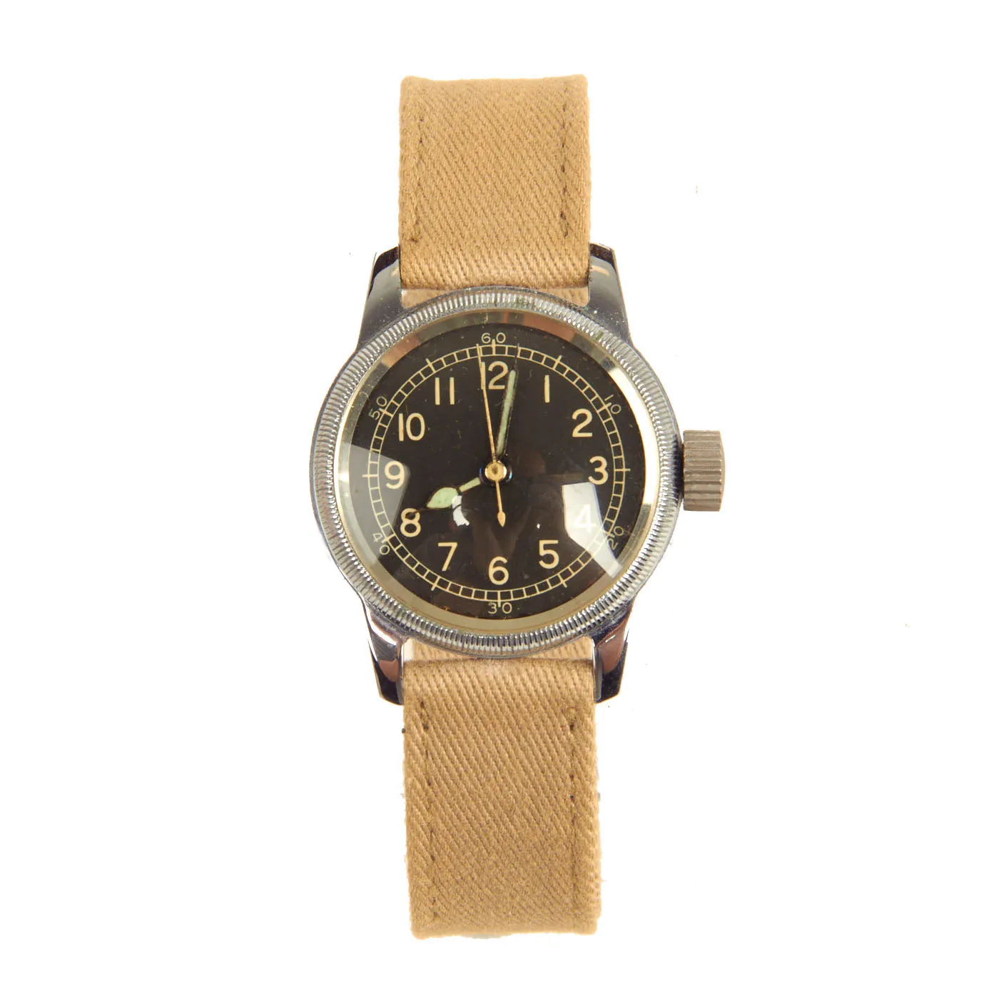 Original U.S. WWII 1944 Type A-11 USAAF Wrist Watch by Bulova with Rare Silver Case - Fully Functional