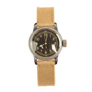 Original U.S. WWII 1944 Type A-11 USAAF Wrist Watch by Bulova with Rare Silver Case - Fully Functional