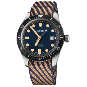 ORIS TEXTILE RECYCLED STRAP BLUE/TAN DIVER SIXTYFIVE
