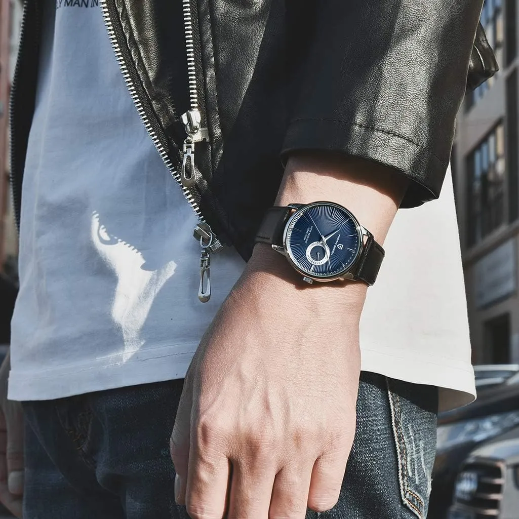 PAGANI DESIGN Mens Watches Casual Leather Quartz Wrist Watch for Men Waterproof Business Dress Unique Watches Japanese Movement