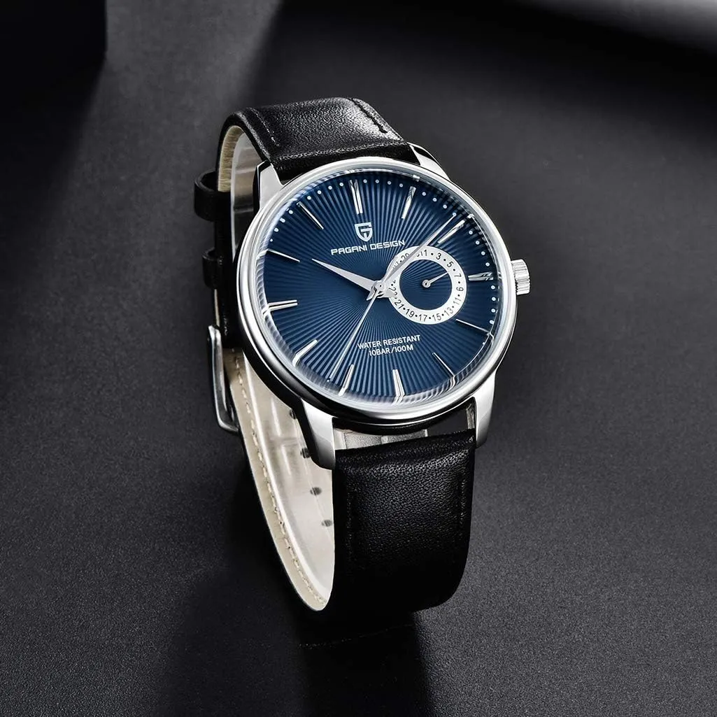 PAGANI DESIGN Mens Watches Casual Leather Quartz Wrist Watch for Men Waterproof Business Dress Unique Watches Japanese Movement