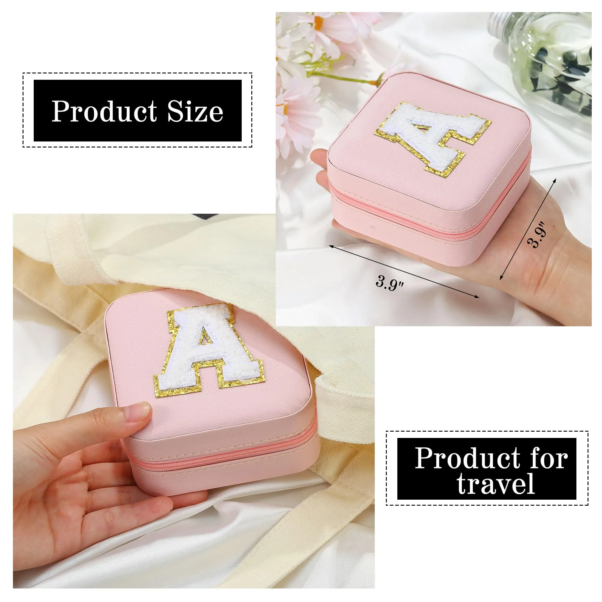 Personalized Pink Travel Jewelry Box with Monogram C - Ideal for Women's Birthday and Christmas Gifts