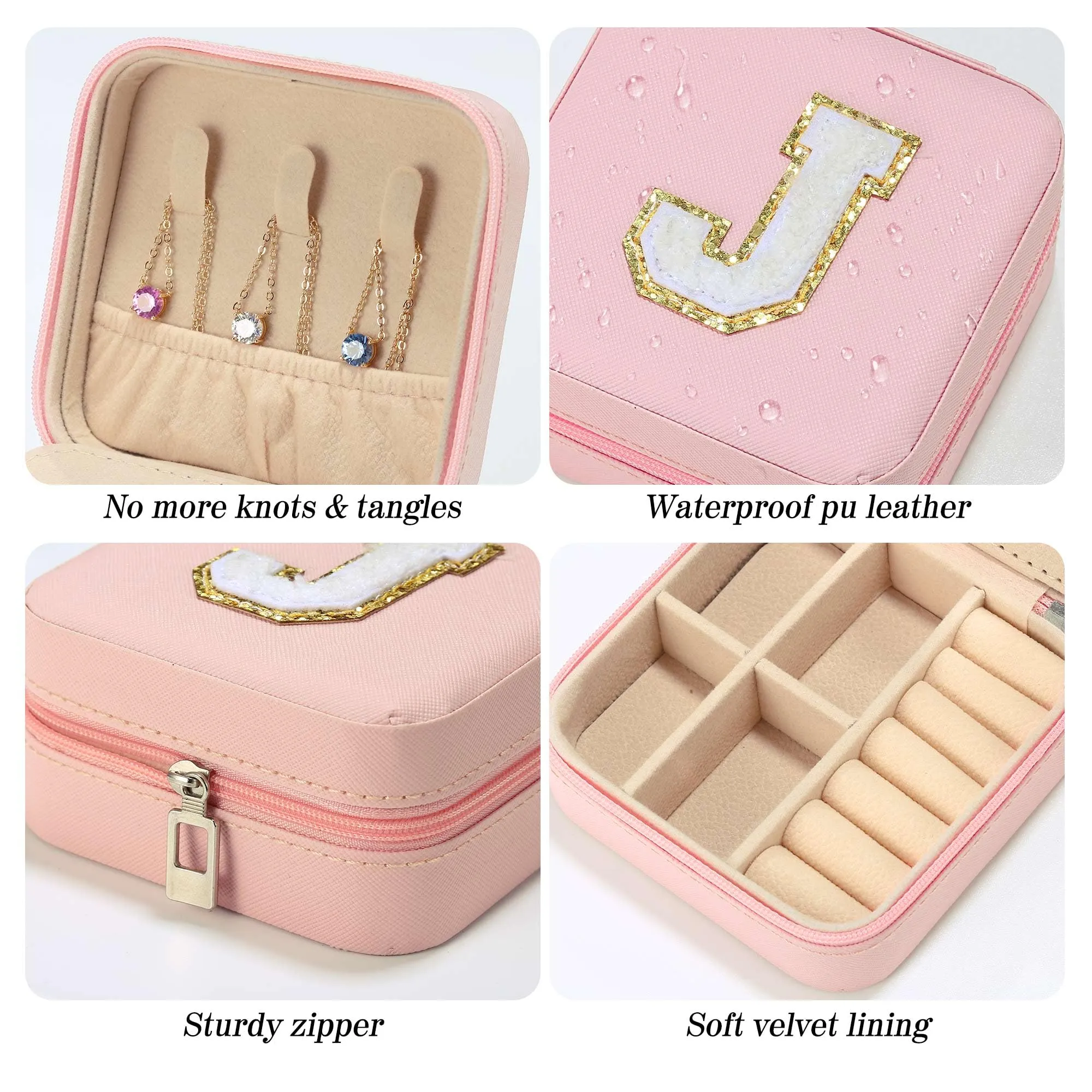 Personalized Pink Travel Jewelry Box with Monogram C - Ideal for Women's Birthday and Christmas Gifts