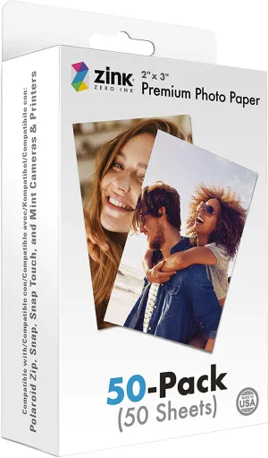 Premium Instant Photo Paper 2"x3" (50-Pack) for Polaroid Snap, Snap Touch, Zip, and Mint Cameras and Printers