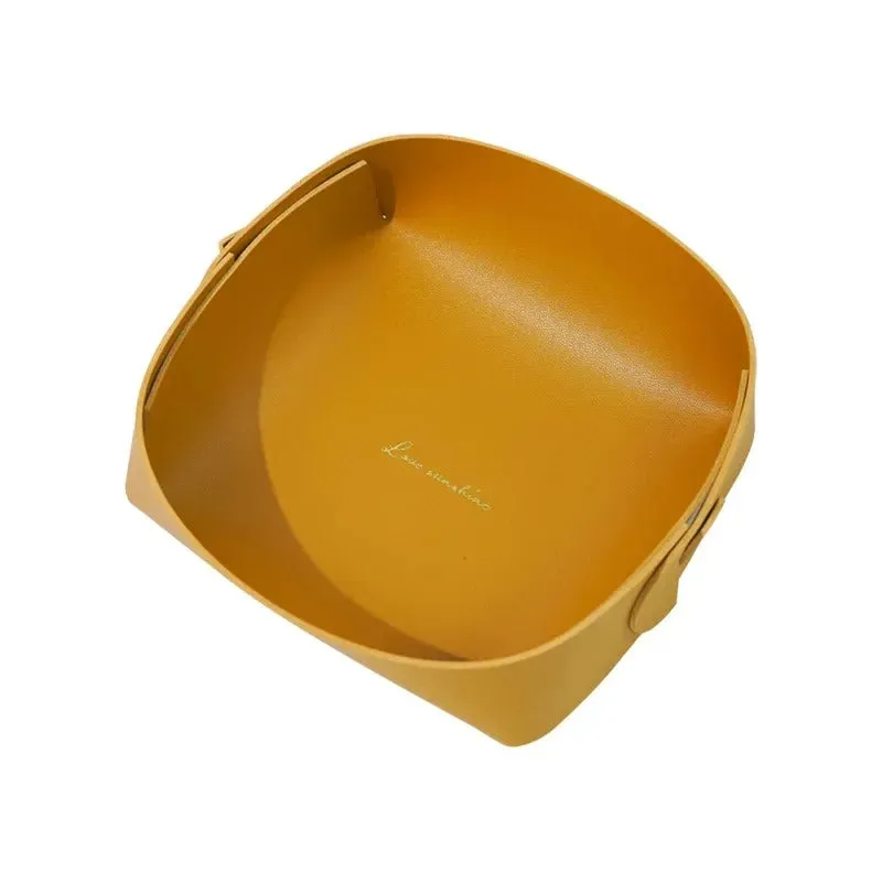 PVC Leather Watch Key Storage Tray, Porch Entrance Living Room Coffee Table Small Debris Storage Box Desktop Basket Small Tray