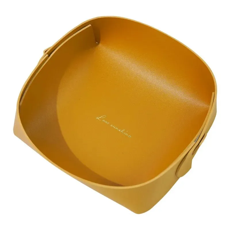 PVC Leather Watch Key Storage Tray, Porch Entrance Living Room Coffee Table Small Debris Storage Box Desktop Basket Small Tray