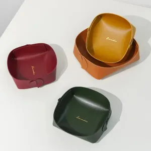 PVC Leather Watch Key Storage Tray, Porch Entrance Living Room Coffee Table Small Debris Storage Box Desktop Basket Small Tray