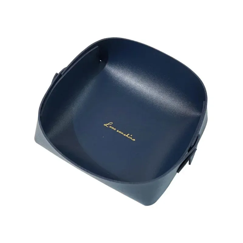 PVC Leather Watch Key Storage Tray, Porch Entrance Living Room Coffee Table Small Debris Storage Box Desktop Basket Small Tray