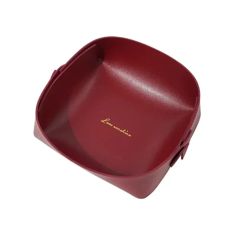 PVC Leather Watch Key Storage Tray, Porch Entrance Living Room Coffee Table Small Debris Storage Box Desktop Basket Small Tray