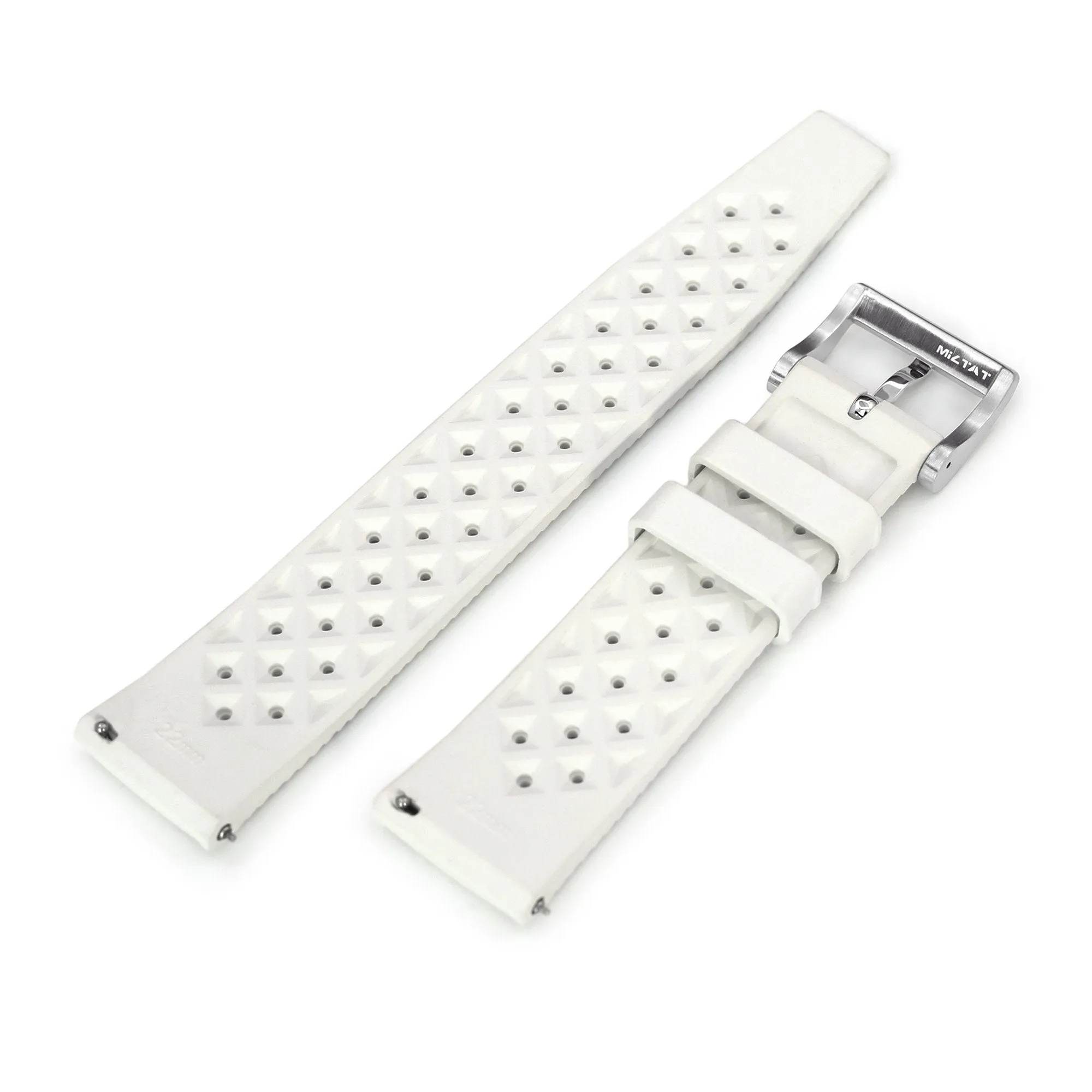 Quick Release White Tropical-Style Pro FKM rubber watch strap, 19mm, 20mm or 22mm