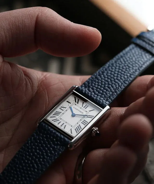 "Lagoon" Watch Strap in Caviar // Blue
