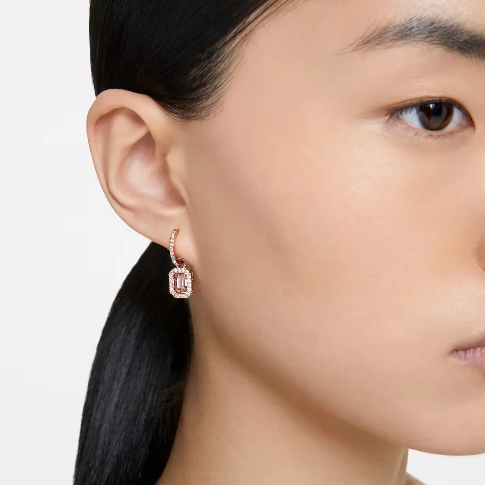 "Swarovski Millenia drop earrings Octagon cut, Pink, Rose gold-tone plated"