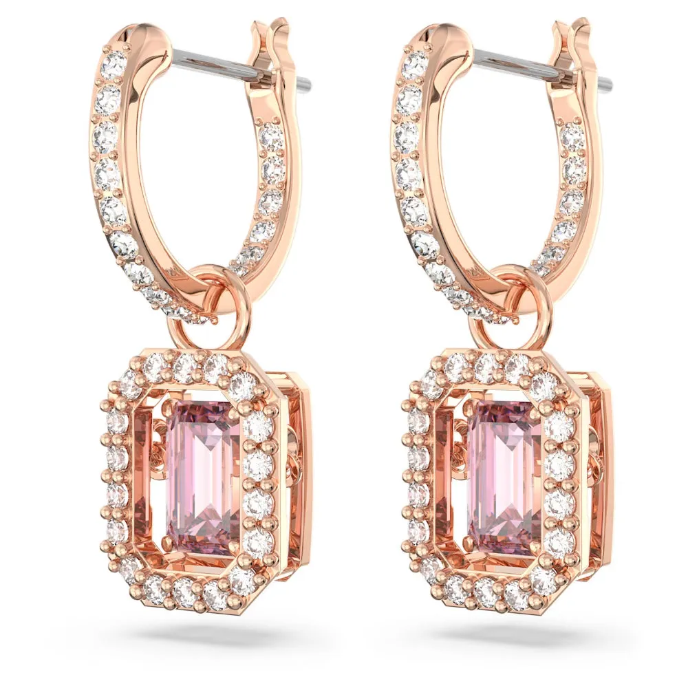 "Swarovski Millenia drop earrings Octagon cut, Pink, Rose gold-tone plated"
