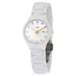 Rado True Quartz MOP Dial High-tech White Ceramic Ladies Watch R27061902