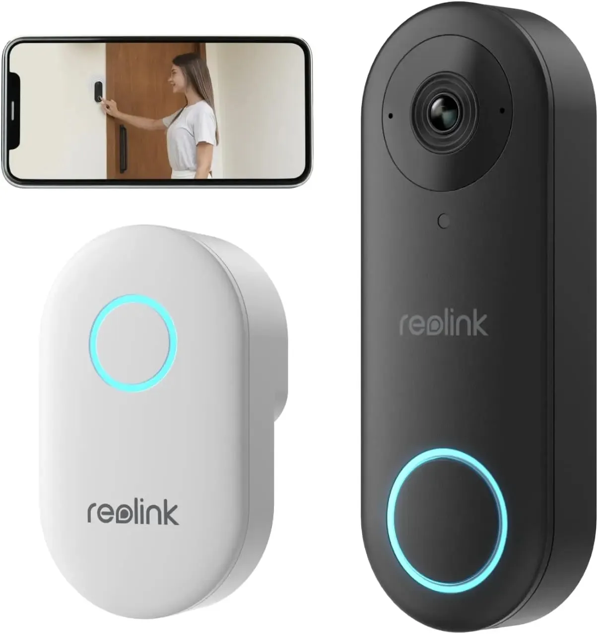 Reolink Video Doorbell Camera Wired 2K WiFi with Chime, Smart Security Door Bell, 5MP Night Vision, Human Detection App Alert, 180° Wide Angle, 2.4/5GHz, 2 Way Talk, Waterproof, Video Doorbell WiFi V2