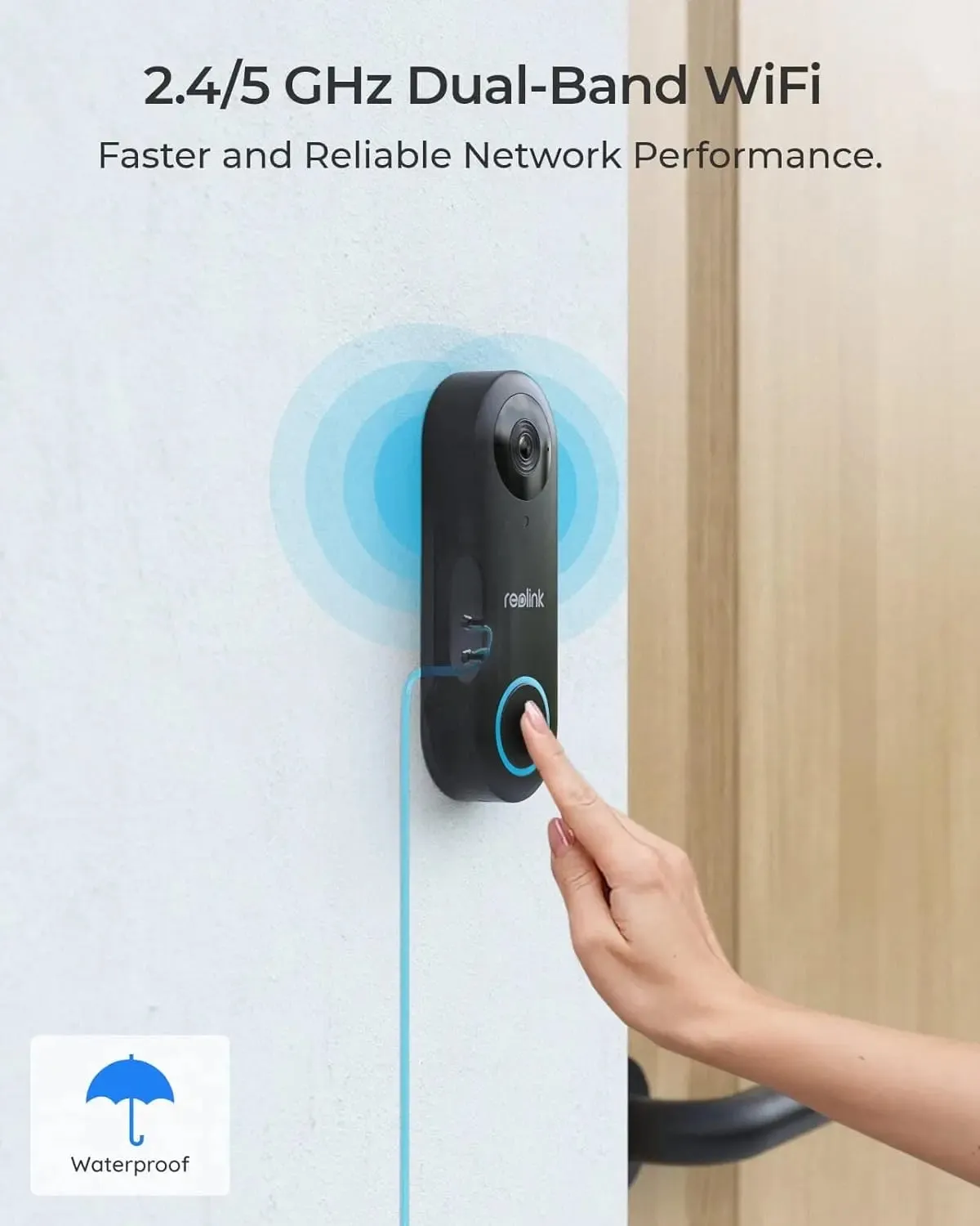 Reolink Video Doorbell Camera Wired 2K WiFi with Chime, Smart Security Door Bell, 5MP Night Vision, Human Detection App Alert, 180° Wide Angle, 2.4/5GHz, 2 Way Talk, Waterproof, Video Doorbell WiFi V2