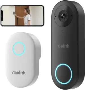 Reolink Video Doorbell Camera Wired 2K WiFi with Chime, Smart Security Door Bell, 5MP Night Vision, Human Detection App Alert, 180° Wide Angle, 2.4/5GHz, 2 Way Talk, Waterproof, Video Doorbell WiFi V2