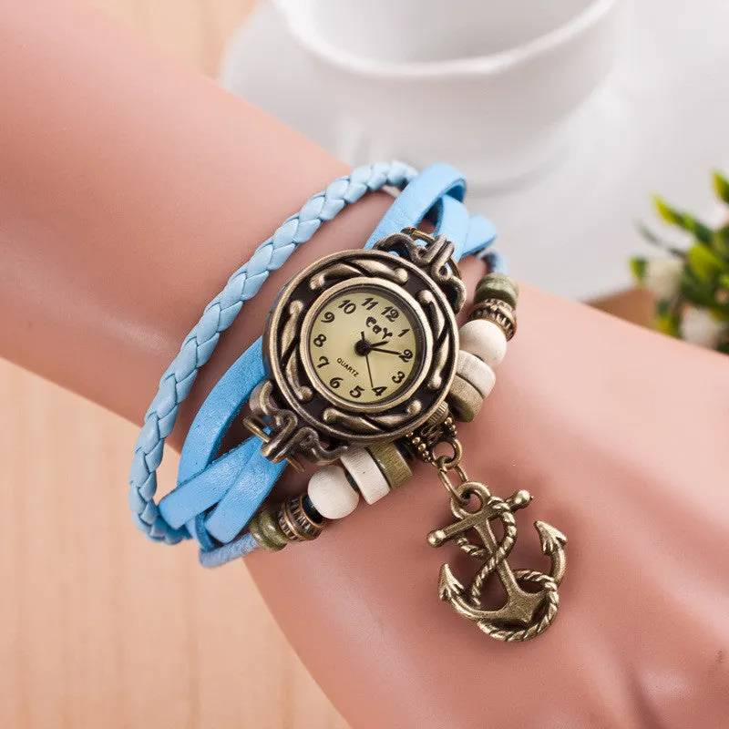 Retro Anchor Pattern Punk Watch