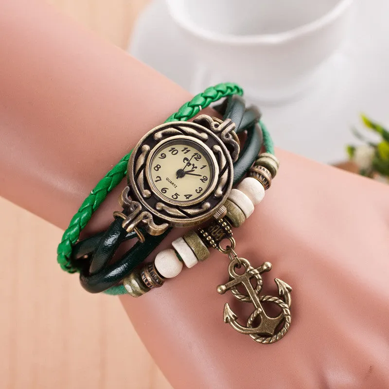 Retro Anchor Pattern Punk Watch