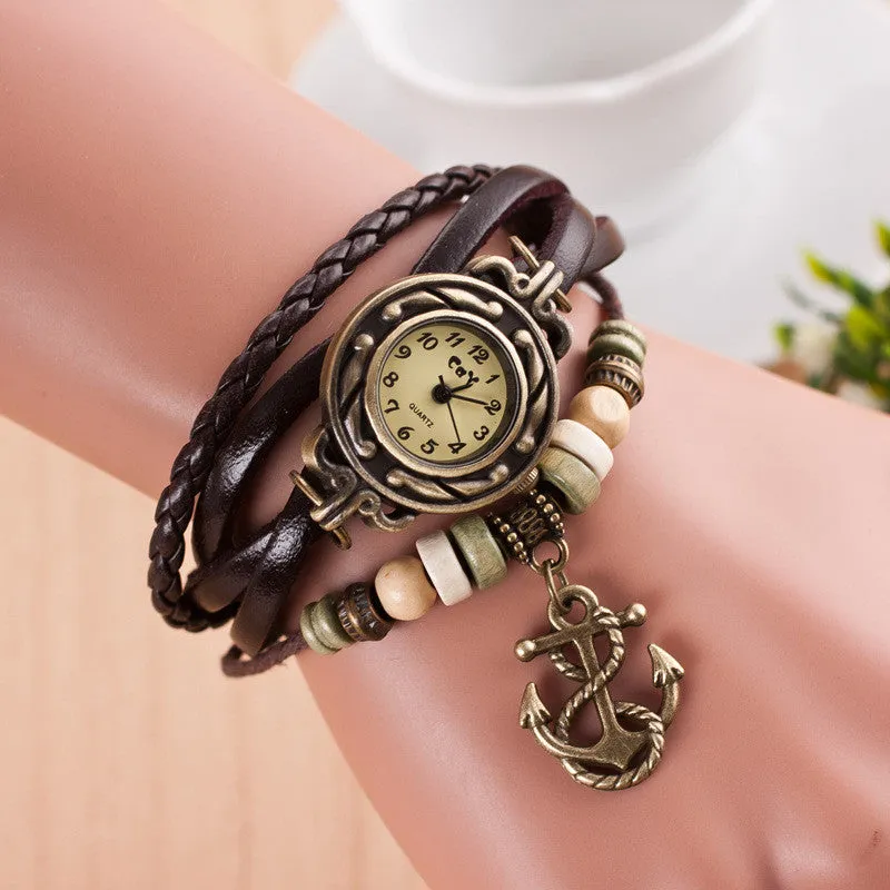 Retro Anchor Pattern Punk Watch