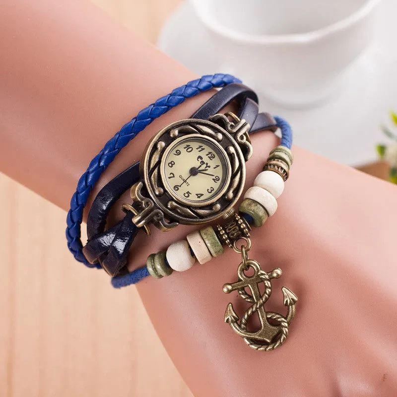 Retro Anchor Pattern Punk Watch