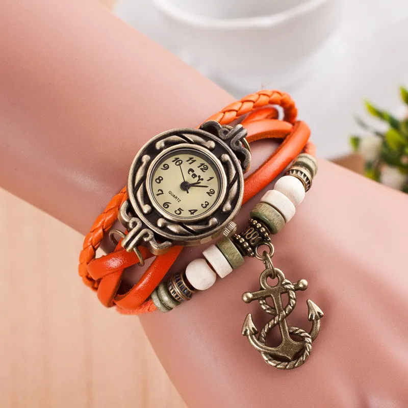 Retro Anchor Pattern Punk Watch