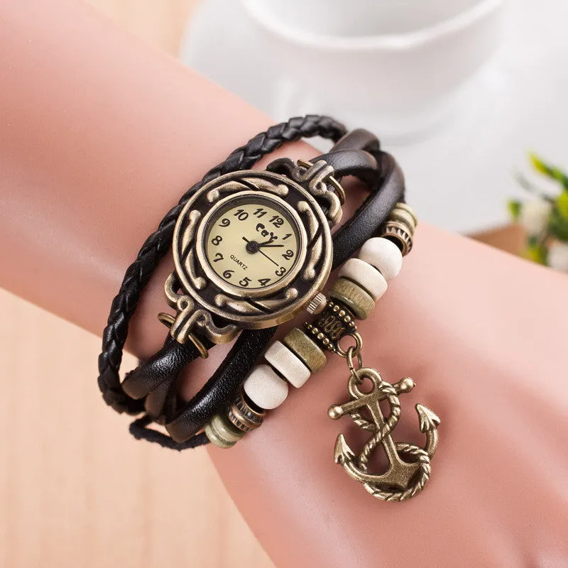 Retro Anchor Pattern Punk Watch