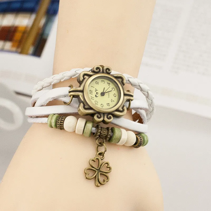 Retro Clover Woven Multilayer Watch