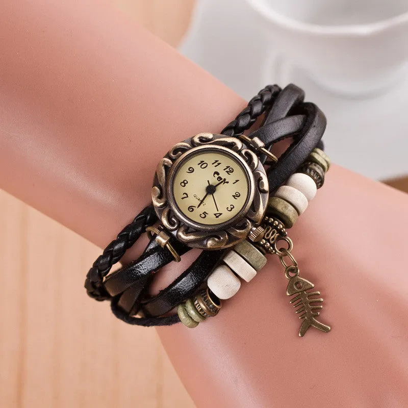 Retro Style Fish Bone Watch