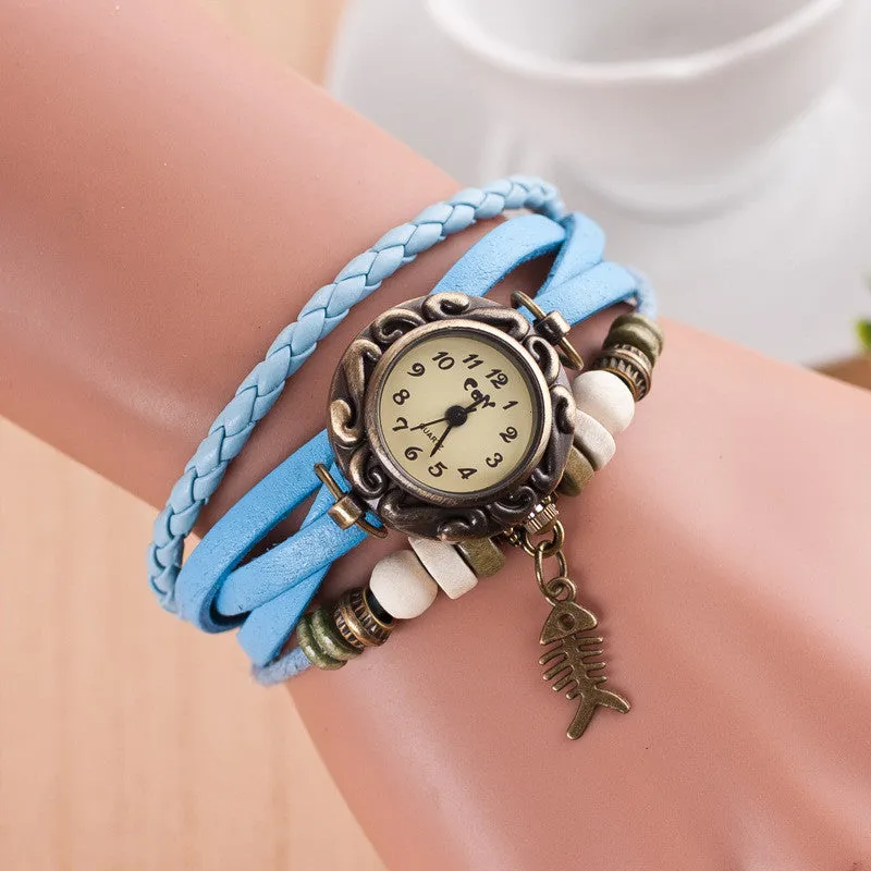 Retro Style Fish Bone Watch