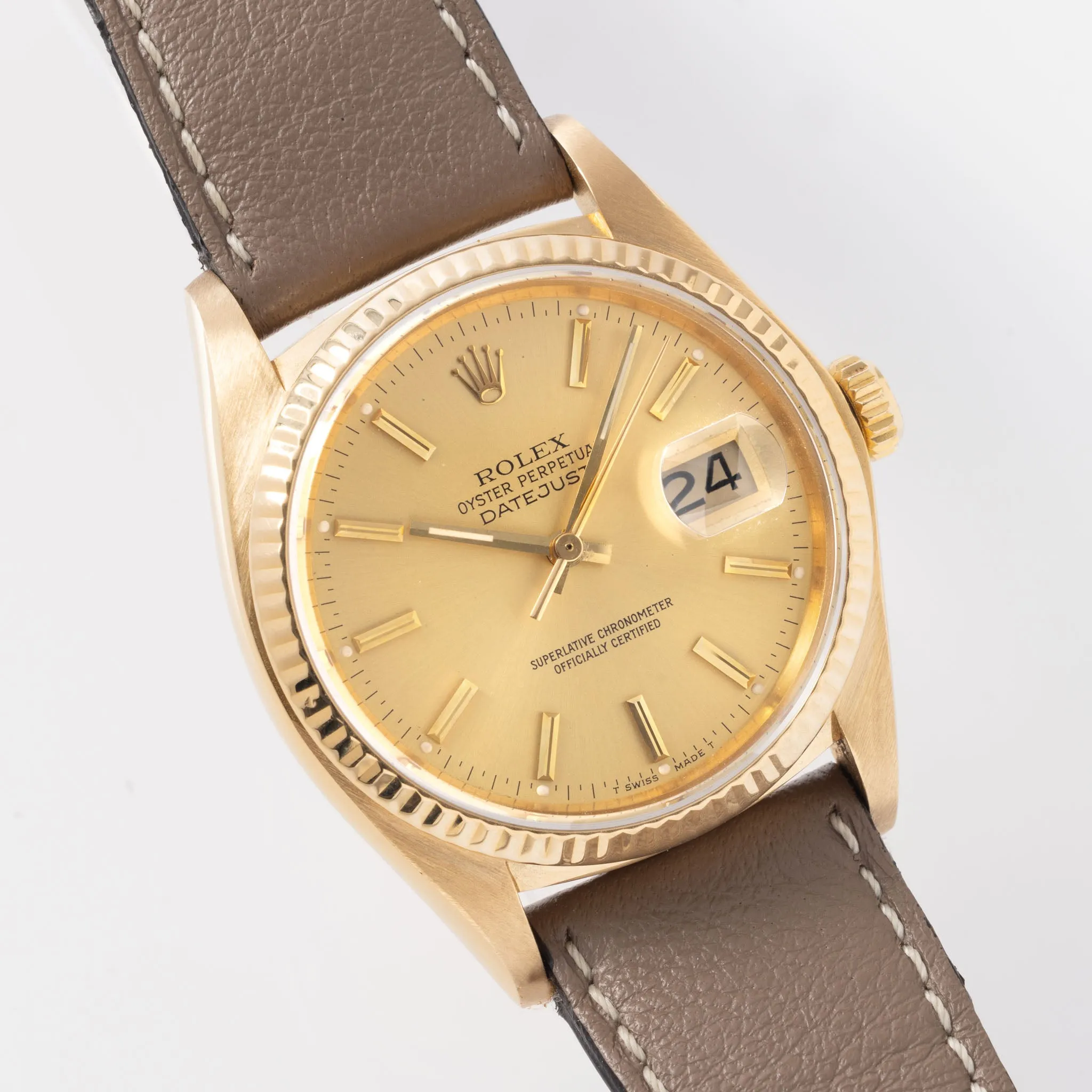 Rolex Datejust Ref 16018 Yellow Gold Champagne Dial