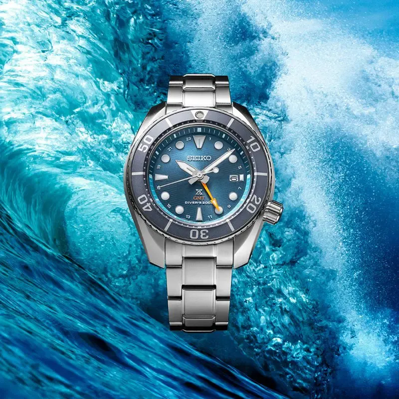 Seiko Prospex Solar GMT Diver Watch Aqua Dial SFK001J
