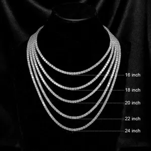 Silver 4 Claw Zircon Tennis Necklace