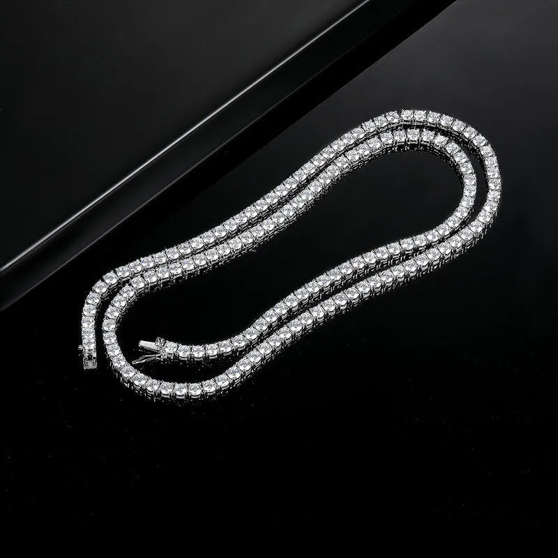 Silver 4 Claw Zircon Tennis Necklace