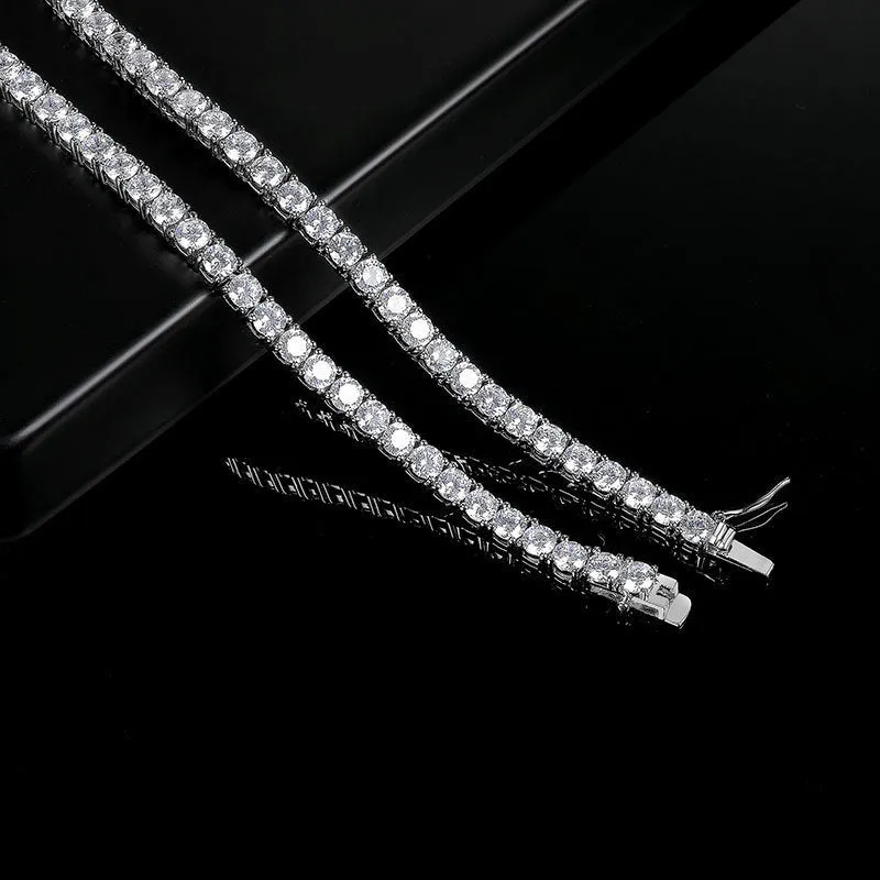 Silver 4 Claw Zircon Tennis Necklace