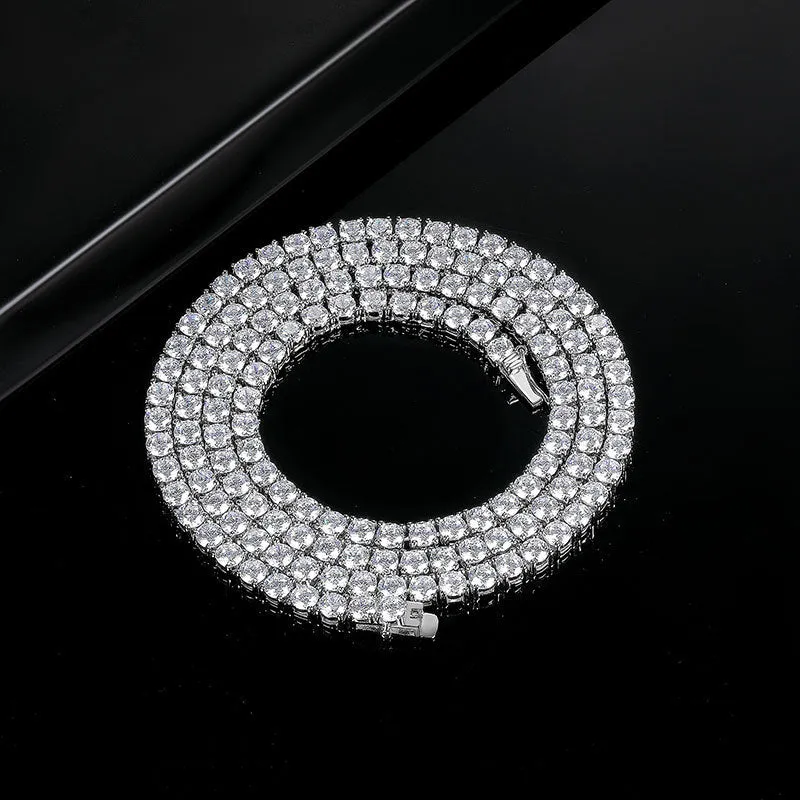 Silver 4 Claw Zircon Tennis Necklace