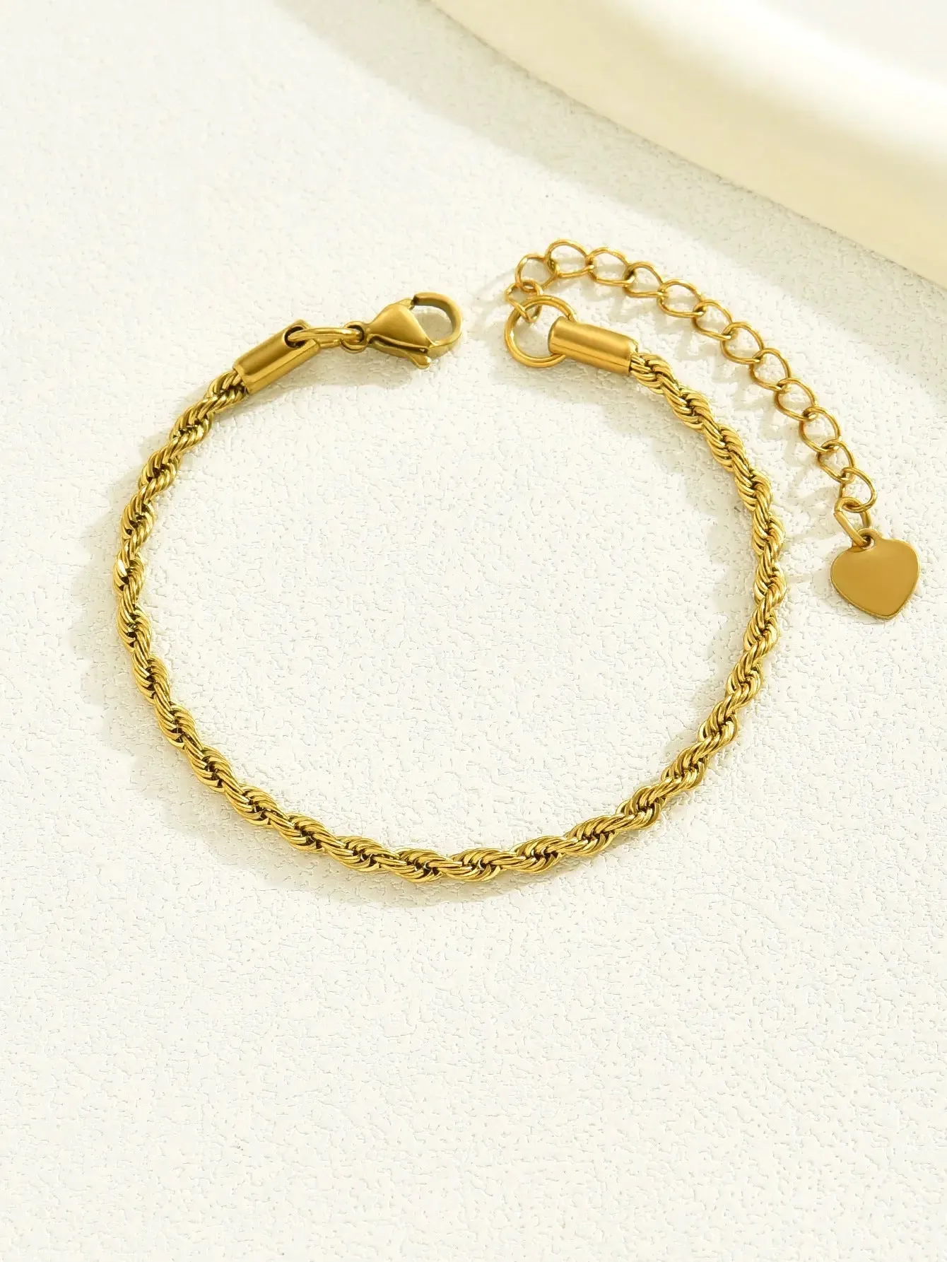 Simple Hemp Flowers Chain Peach Heart Bracelet For Women