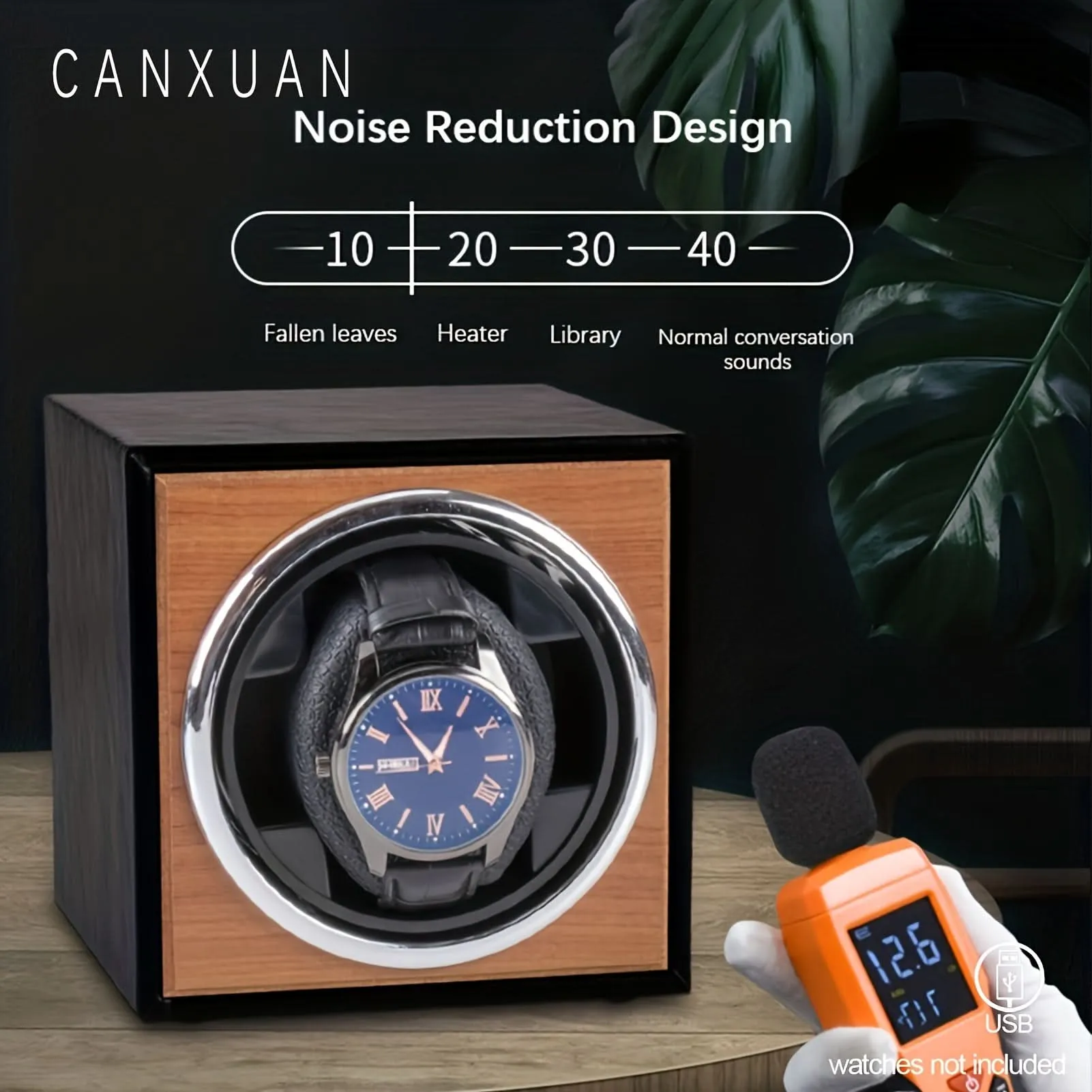 Single Watch Winder Wooden Case USB Powered