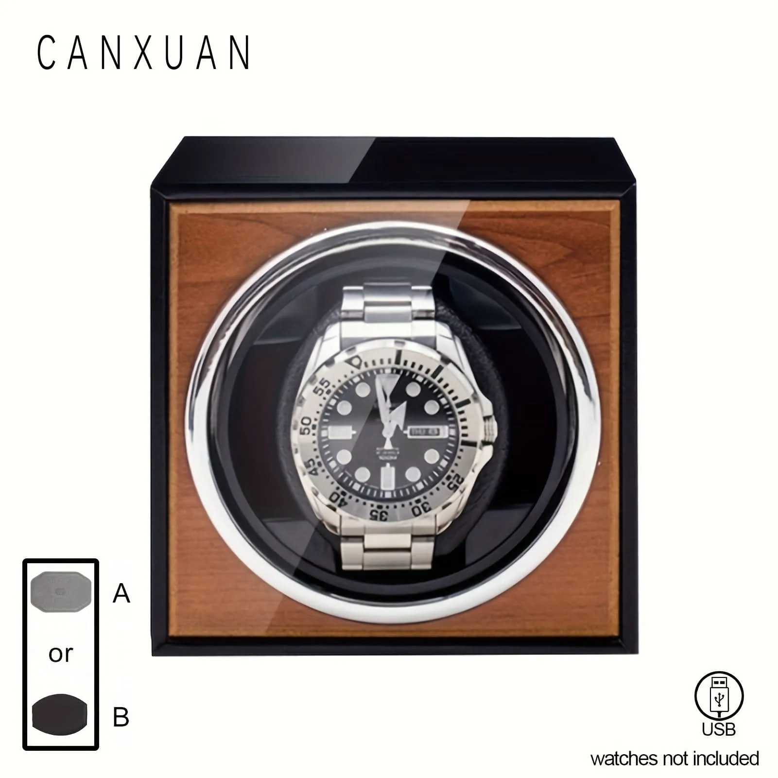 Single Watch Winder Wooden Case USB Powered