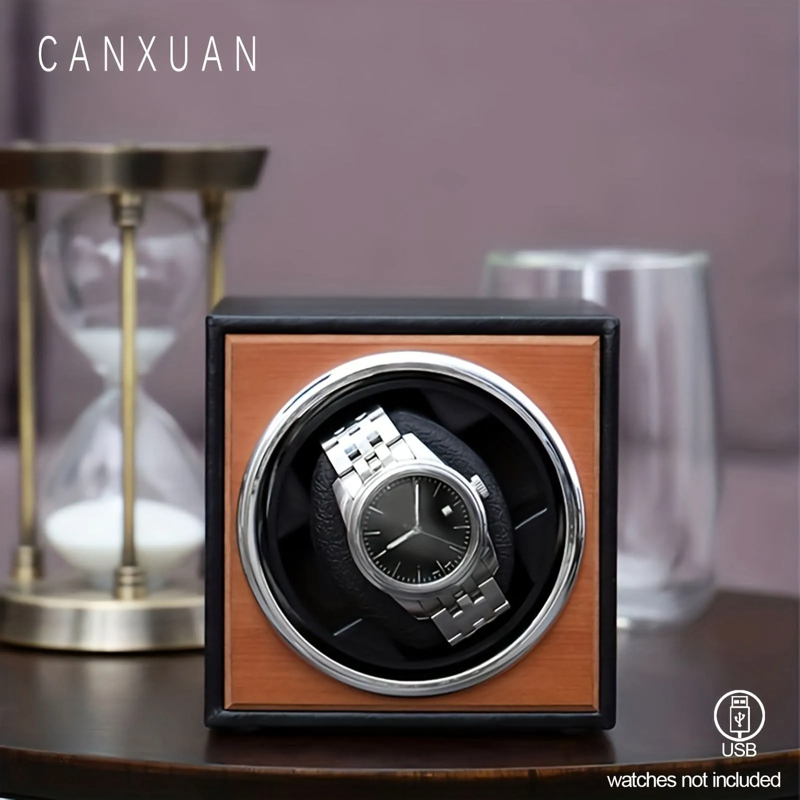 Single Watch Winder Wooden Case USB Powered